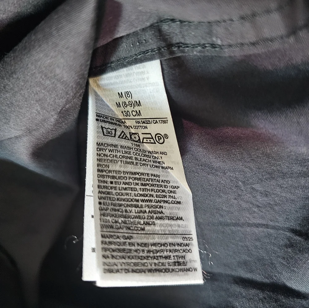 Gap Boys' Black Short Sleeve Button-Down Shirt-100% Cotton- Med (8)- NWT